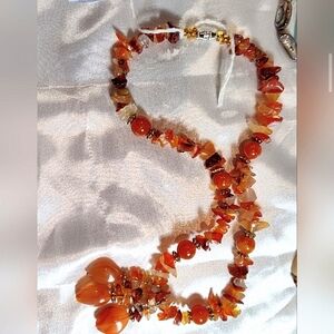 Vintage Elegant Multi-Stone Necklace - Carnelian, Quartz Not Sure Stunning